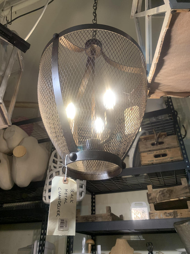 LGIFT Black Metal Mesh Chandelier